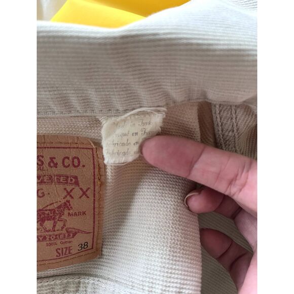 Levi Corduroy 941 Cream White Bedford 941 Trucker Jacket Big E Size 38 - Picture 3 of 9